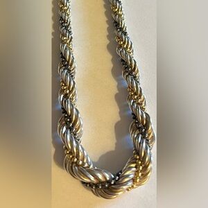 Vintage Sterling Silver Tri Color Necklace 16 In